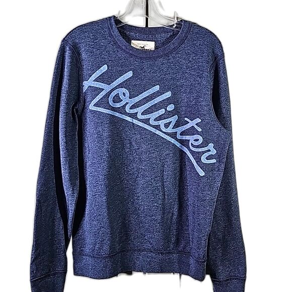 Men's Hollister Sweatshirt Y2k Light Blue Logo Size Medium - Picture 1 of 6